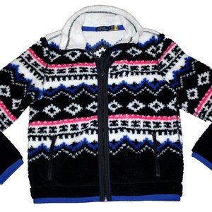 NWT Polo Ralph Lauren Women's Sherpa Fleece Fair Isle Full Zip Jacket XL